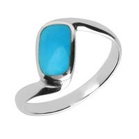 Silver Turquoise Oblong Twist Ring