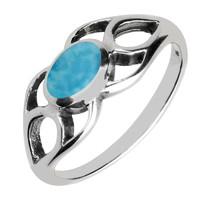 Silver Turquoise Oval Pierced Shoulder Ring