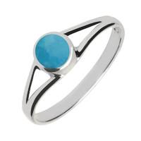 silver turquoise round split shoulder ring