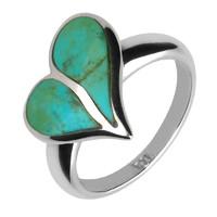 Silver Turquoise Split Heart Ring