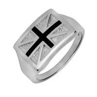 silver whitby jet union jack ring