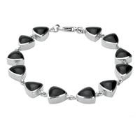 Silver And Whitby Jet Curved Triangle Bracelet