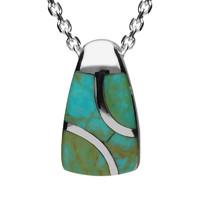Silver And Turquoise Three Stone Graduated Curve Necklace