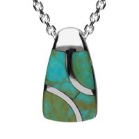 silver and turquoise three stone graduated curve necklace