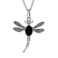 silver and whitby jet dragonfly necklace