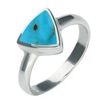 Silver Turquoise Curved Triangle Ring