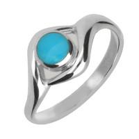 Silver Turquoise Round Twist Ring