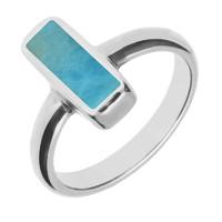 silver turquoise slim oblong ring