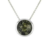 Silver And Amber Round Framed Necklace