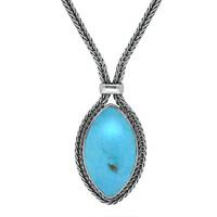 Silver And Turquoise Foxtail Portrait Marquise Necklace