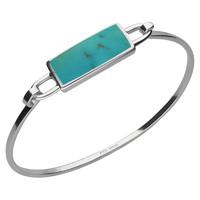 Silver And Turquoise Light Oblong Bangle