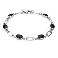 silver and whitby jet oval linked bracelet