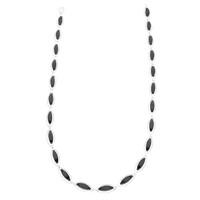 Silver And Whitby Jet 23 Stone Open Edged Necklace