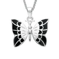 Silver And Whitby Jet Butterfly Necklace