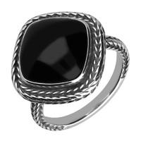 silver whitby jet cushion foxtail ring