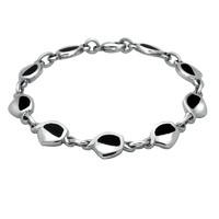 Silver and Whitby Jet Freeform Pentagon Bracelet