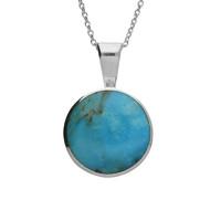 Silver Turquoise Round Pendant Necklace