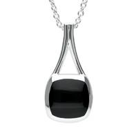 Silver Whitby Jet Cushion Pendant Necklace