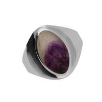 Silver Blue John Small Oval Stone Statement Band Ring