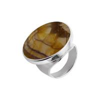 Silver Blue John Small Round Stone Ring