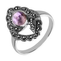 Silver Blue John Marquise Oval Centre Twisted Ring
