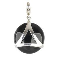 Silver and Whitby Jet Disc Open Triangle Large Charm