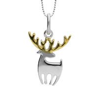 Silver Yellow Gold Reindeer Silhouette Necklace