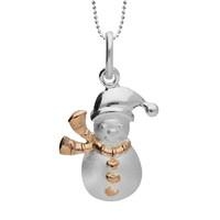 Silver Rose Gold Snowman Necklace