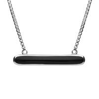 Silver Whitby Jet Lineaire Oval Pendant Necklace