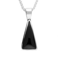 Silver Whitby Jet Triangle Necklace