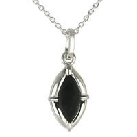 Silver Whitby Jet Petite Marquise Pendant Necklace