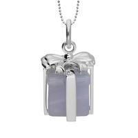 Silver Chalcedony Christmas Present Pendant Necklace