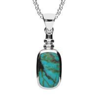 silver turquoise oblong bottle top pendant necklace