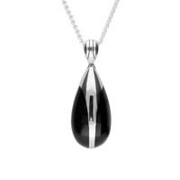 Silver Whitby Jet Pear Drop Pendant Necklace