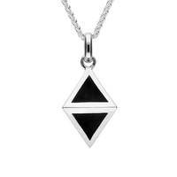 Silver Whitby Jet Triangle Prism Pendant Necklace