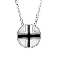 Silver Whitby Jet Cross Sphere Pendant Necklace
