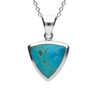 silver turquoise medium curved triangle necklace