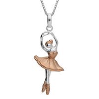 Silver Rose Gold Ballerina Pendant Necklace