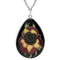 SILVER MOORCROFT ANEMONE PEAR PENDANT