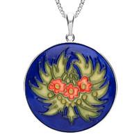 SILVER MOORCROFT CORNFLOWER ROUND PENDANT