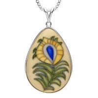 silver moorcroft feather pear pendant