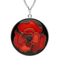 silver moorcroft forever england 2 poppy round pendant