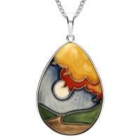 silver moorcroft full moon pear pendant