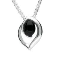 Silver Whitby Jet Marquise Flame Necklace