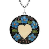 SILVER MOORCROFT LOVED UP 2 ROUND PENDANT