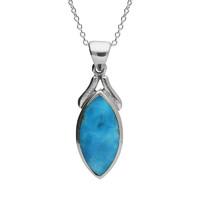 Silver Turquoise Marquise Necklace