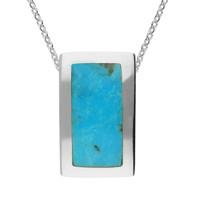 Silver Turquoise Oblong Necklace