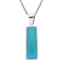 Silver Turquoise Slim Large Oblong Stone Necklace