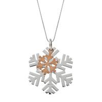Silver Rose Gold Large Snowflake Necklace