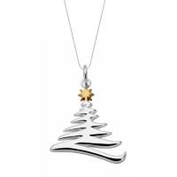 Silver Yellow Gold Large Zig Zag Christmas Tree Necklace
